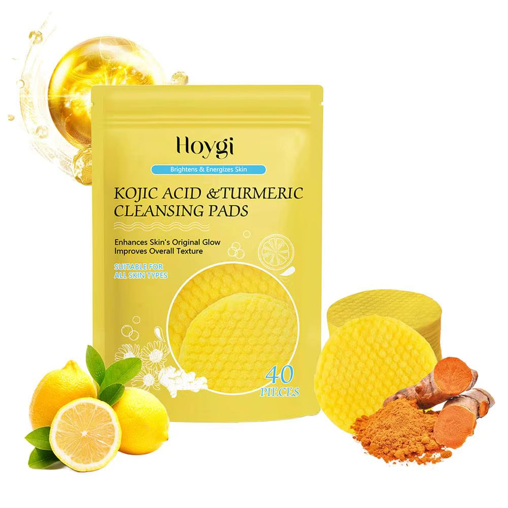 GlowClean™ Kojic Acid & Turmeric Exfoliating Pads – 40/50Pcs Daily Facial Cleansing & Skin Care