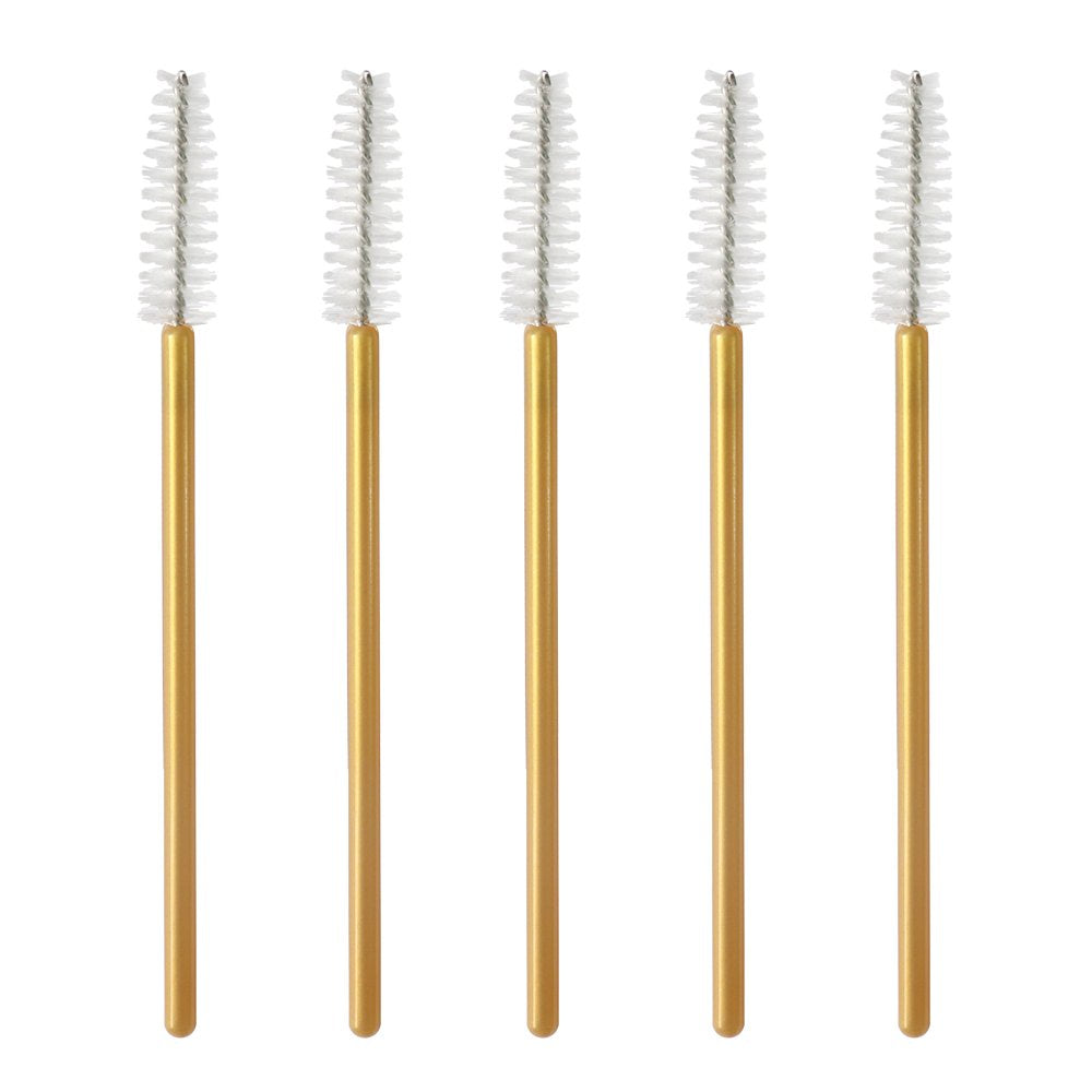 300 Pcs Disposable Mascara Wands Brushes Eyelash Extensions Eye Lash Wand Makeup Applicators Tool, Gold/White